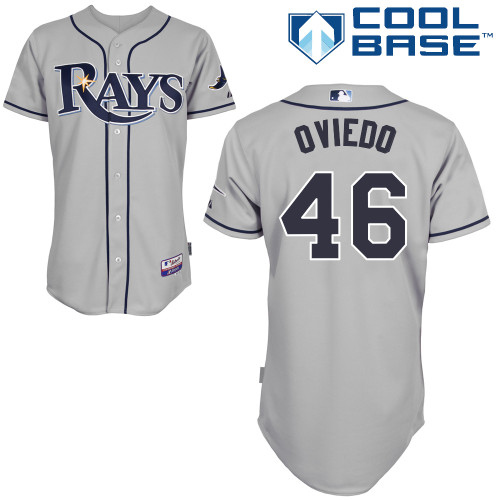 Juan-Carlos Oviedo #46 Youth Baseball Jersey-Tampa Bay Rays Authentic Road Gray Cool Base MLB Jersey